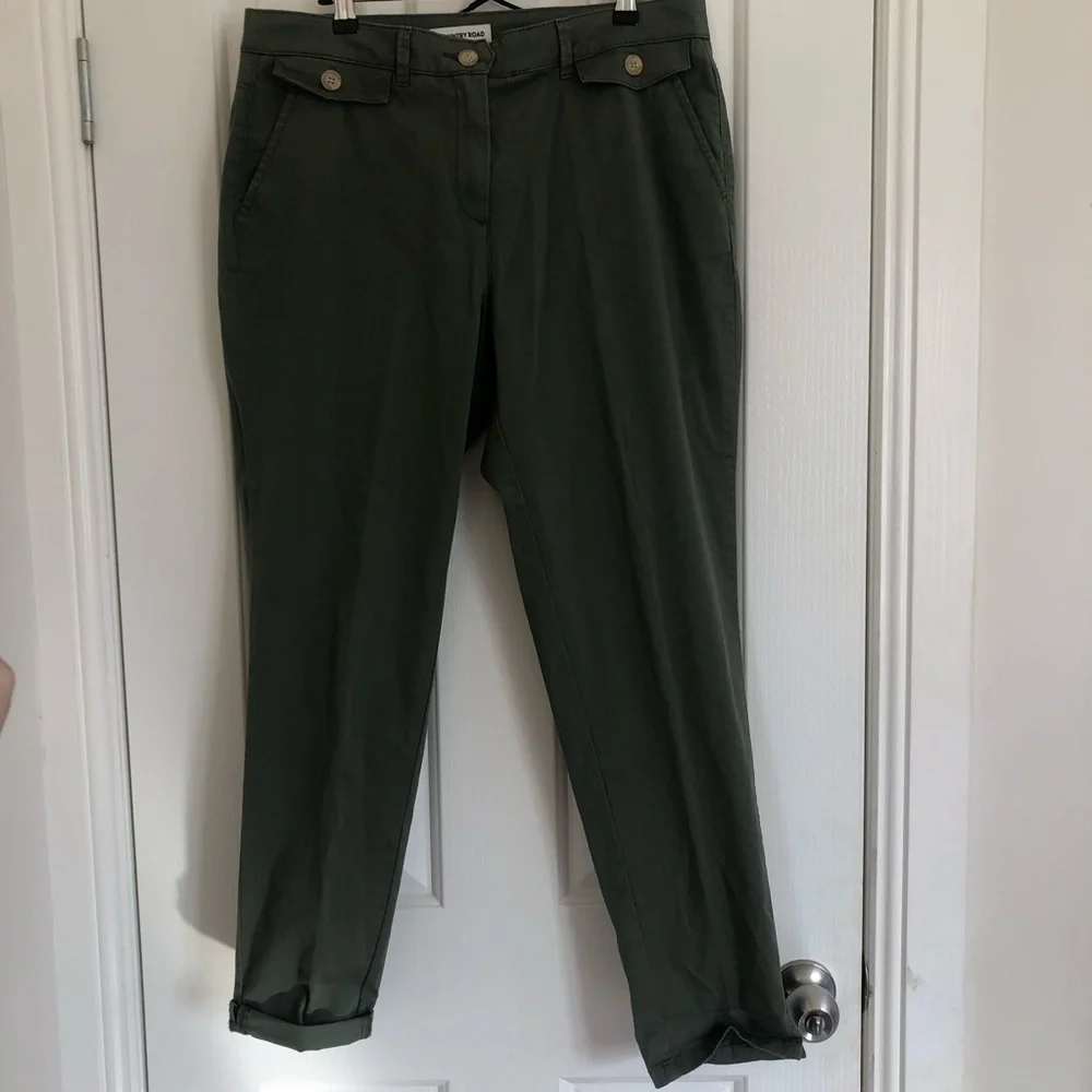 🌿 COUNTRY ROAD 🌿 ladies green trousers size 12 - Picture 1 of 4